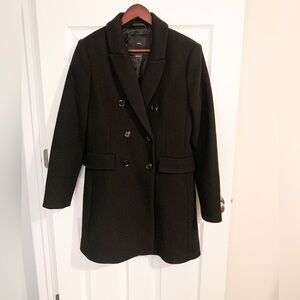 Mango Classic Black Double breasted  Coat - size M